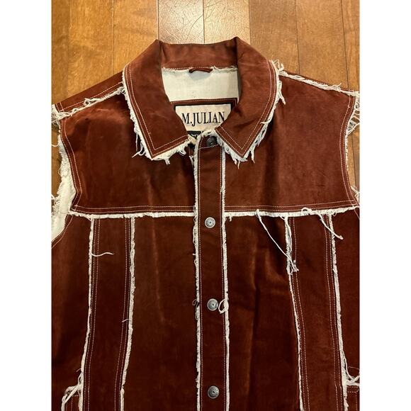 Vintage M. Julian Wilsons Leather distressed patchwork lined brown vest size XL - Picture 14 of 16